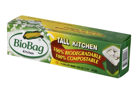 Tall Kitchen Bio Bags 13 Gallon, FULL CASE (12 Bags per Box, 12 Boxes per Case)
