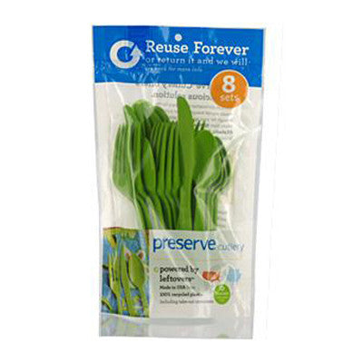 Preserve Reusable Cutlery Sets - Apple Green - Case of 12 - 24 Count