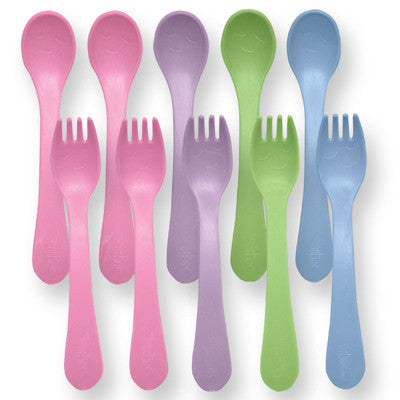 Green Sprouts Toddler Forks and Spoons Sets - Stage 4/5 - Girls Assorted Colors - 5 Sets