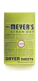 Mrs. Meyers Clean Day Dryer Sheets, Lemon Verbena, 80 sheets per box.