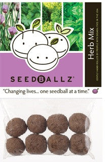 SeedBallz, Herb Mix: Basil, Parsley, Chive, Cilantro, 8 balls per pack.