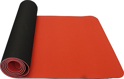 thinksport Safe Yoga Mat, 24 in x 72 in x 1/5 in, Color: black/coral orange
